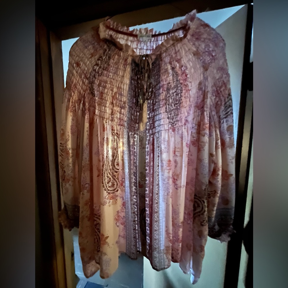 Skylar & Jade Smocked Blouse Pink 3X